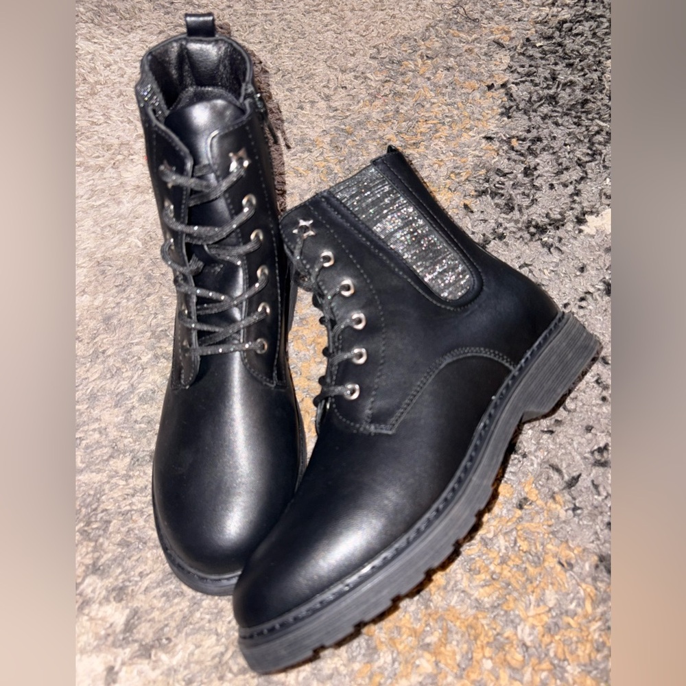Black Lace-Up Ankle Boots never worn